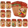 Pajean 48 Sets Christmas Party Favors Mason Jar Paper Card Craft Bulk with 48 Treat Bags for DIY Xmas Mason Jar Party Favors Holiday Candy Bags for Christmas Holiday Party Favors Supplies
