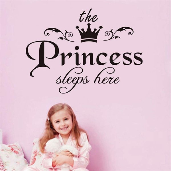 QISHENG The Princess Sleeps Here Wall Decal Vinyl Sticker for Kids Baby Girls Bedroom Decoration Nursery Home Decor Mural Design (The Princess Sleeps here, 40cm X 30cm(15.7"X11.8"）)