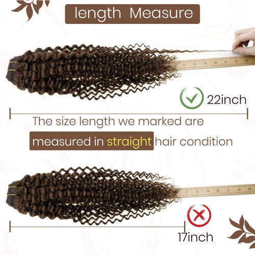 Hetto Curly Hair Extensions Clip in Human Hair Brown Curly Clip on Hair Extensions 18 Inch #4 Chocolate Brown Clip in Extensions Human Hair Natural Wave 7Pcs 105+20g