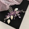 Aimimier Bridal Purple Crystal Leaf Hair Comb Amethyst Hair Piece Wedding Hair Accessories for Women and Girls (Purple)