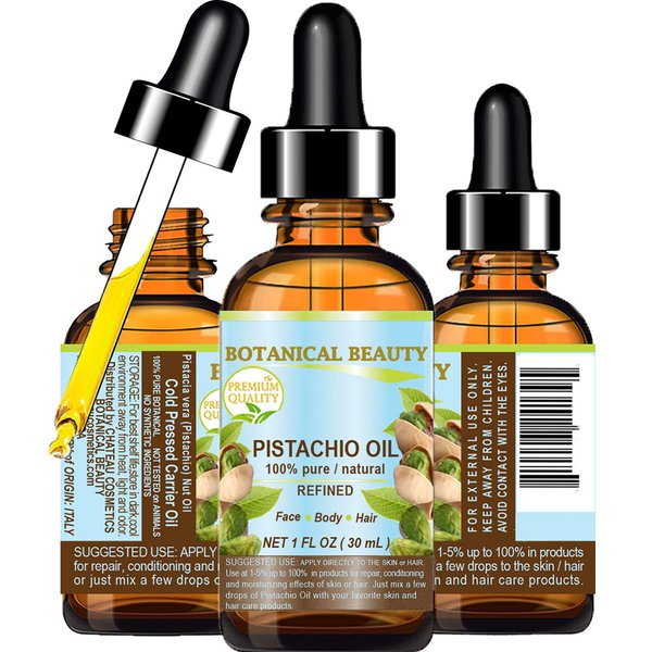 Botanical Beauty Italian PISTACHIO OIL Pistacia Vera 100% Pure Natural Refined 1 Fl.oz.- 30 ml for for Face, Skin, Body, Hair, Lip, Nails. Rich in vitamin E