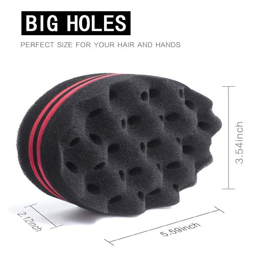HALLO Big Holes Barber Hair Brush Sponge Dreads Locking Twist Afro Curl Coil Wave Hair Care Tool(1 Pack)