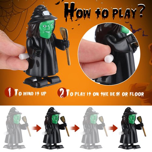 Wettarn 50 Pieces Halloween Wind Up Toys Bulk, Small Mini Wind Up Clockwork Toys for Halloween Party Favors Goody Treat Bag Filler Stuffers