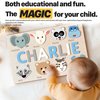 Zuzu Puzzle Personalize Name Puzzle for Toddlers with Animals, Baby Gift for Girls and Boys 0 1 2 3 Year Old, Personalized Puzzle for Kids, 1 Year Old Girl and Boy Kid Gifts, Customized Baby Gift, Montessori Educational Name Toy, Wood Puzzle 1-3