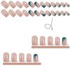 Medium Press on Nails Marble Square Shape Fake Nails French Tip Glue on Nails Full Cover Acrylic Nails Cute False Nails Medium Length Stick on Nails Glossy Artificial Nails for Women DIY Manicure