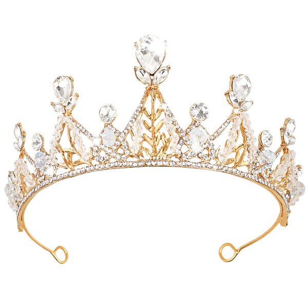TOCESS Princess Crown and Tiara for Women Princess Gold Tiara Queen Costume Crystal Rhinestone Crown for Bride Bridal Girl Ladies Wedding Prom Birthday Festival Party, Ideal Gift for Women (Gold)