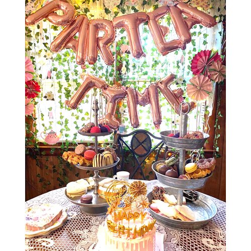 LaVenty 5 PCS Par TEA TIME Balloons Tea Party Birthday Banner Tea Party Decorations LET'S PAR TEA Party Decor Par Tea Baby Shower Decor Par Tea First Birthday Par Tea 2nd Birthday
