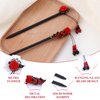 GUGUMO 2 Pcs Chinese Hair Chopsticks for Women Retro Wooden Hairpin Flower Hair Chopsticks Handmade Wooden Hair Stick Vintage Tassel Handmade Chignon Jewelry for Girls (Red Flower)