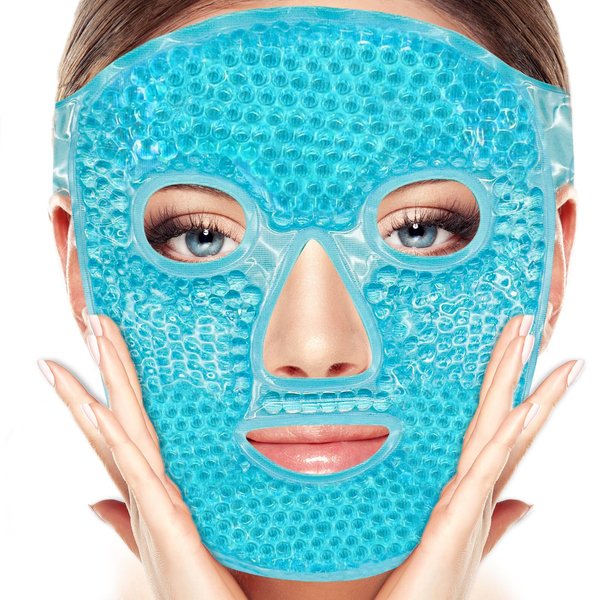 FUNNIR Gel Beads Face Ice Mask Pack- Blue to Reduce Puffiness,Dark Circles, Hot Cold Compress Pack, Face Spa