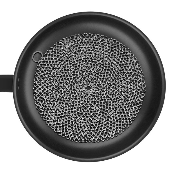 AMAGABELI GARDEN & HOME 10”x10” Round Cast Iron Cleaner 316 Stainless Steel Chainmail Scrubber for Cast Iron Pan Skillet Cleaner for Dishes Cast Iron Pot Cookware Accessories BG265