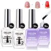 Gellen Nail Dehydrator and Primer Base Coat Top Coat 18 ml UV LED Clear Superior Base Glossy Top Coat Quick Drying Must-have Kit for Acrylic Gel Nail Polish Nail Tips Long Lasting Nail Art Supplies