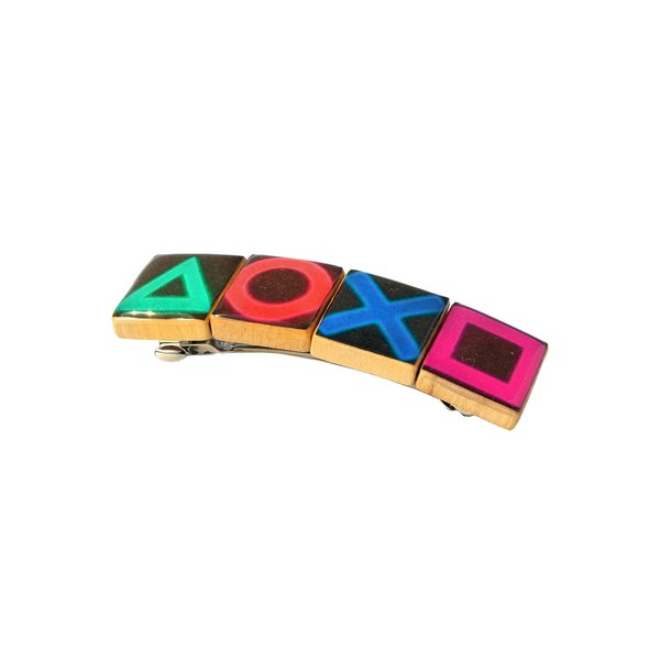 Game Controller Buttons Wooden Tile Hair Barrette - Video Game Inspired - 70mm