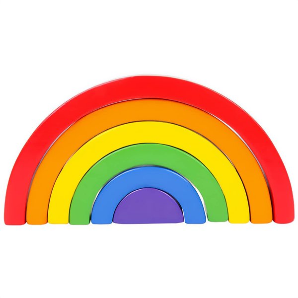 Curious Melodies (Wooden Rainbow) | Wooden Toy Stacking Blocks | Balancing Jumbo Block Set | Stacking Montessori Toys for 3-Year-Old Blockworlds - Nature Themed Nesting Blocks 6pc