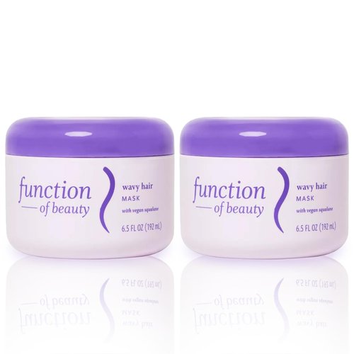 FUNCTION OF BEAUTY Customizable Hair Mask for Wavy Hair, 6.5 oz Each (2-Pack) - Deep Conditioning Formula With Argan Oil to Restore Shine & Vegan Squalane to Prevent Hair Breakage