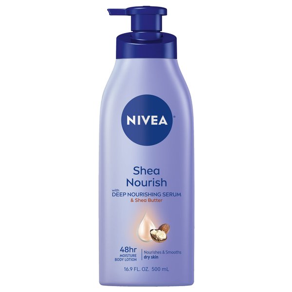 NIVEA Shea Nourish Body Lotion, Dry Skin Lotion with Shea Butter, Moisturizing Lotion for Dry Skin, 16.9 Fl Oz Pump Bottle