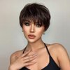 Mystylecos Black-brown Wig With Bangs Synthetic Wigs For Black Women Natural Wave Short Wigs for Women