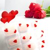 24Pcs Red Heart Press on Nails Short Square - Valentine’s Day Fake Nails Full Cover Glue on Nails with Design White Polka Dot Red Love Glossy Artificial Stick on Nails False Nails for Women Girls