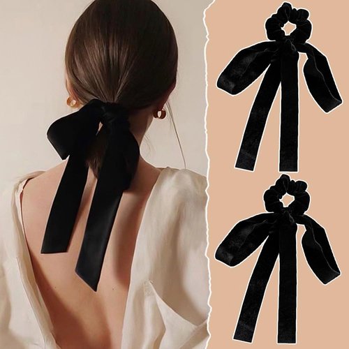 TOBATOBA Velvet Hair Bows for Women Girls Black Velvet Bow Hair Ribbon Bow Hair Clip, Scrunchies Hair Bows for Christmas Gift, Hair Barrette Ponytail Holder Hair Accessories for Women Toddler Girls
