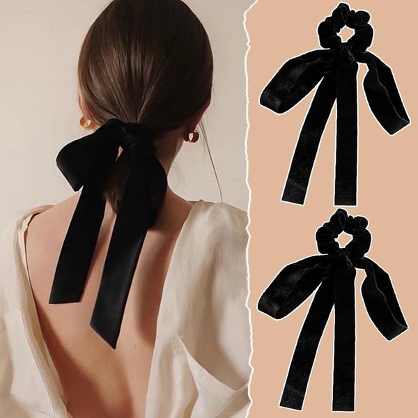 TOBATOBA Velvet Hair Bows for Women Girls Black Velvet Bow Hair Ribbon Bow Hair Clip, Scrunchies Hair Bows for Christmas Gift, Hair Barrette Ponytail Holder Hair Accessories for Women Toddler Girls