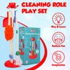 Playkidz Cleaning Role Set for Kids, 6Pcs, Includes Mop, Brush, Broom, Dustpan, and Organizer Stand, Plastic Play Helper Cleaning Toys for Toddlers