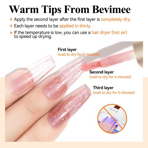 Bevimee Glitter Nail Polish Quick Dry 12ML Shimmer Holographic Reflective Nail Polish Air Fast Drying Iridescent nail polish Light Brown Varnish Nail Lacquer Nail Art for Beginner-1PC