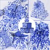 30 Yards Christmas White and Blue Wired Edge Ribbon Chinoiserie Ribbon Floral Bird Ribbon Fabric Ribbons for Crafts Wedding Wreath Bow Wrapping 2.52 Inches by 5 Yards