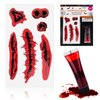 Vampire Fake Blood and Tattoo Set, Halloween Tattoo Stickers Wound Tattoo Stickers, Dark Red Realistic Washable Special Effects SFX Makeup, Halloween Costume, Zombie, Vampire and Monster Makeup