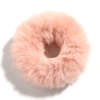 2 Pcs Women Furry Elastic Faux Rabbit Hair Scrunchies Fluffy Ponytail Holder Pompom Ball Hair Bands Ties For Girl Hair Accessories (Shell Pink)