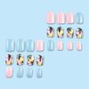 Summer Press on Nails Short Square Shaped Fake Nails Pink False Nails with Coconut Tree Designs Hawaii Glue on Nails Blue Summer Stick on Nails Full Cover Acrylic Nails Glossy Artificial Nails