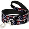 Dog Leash Flying Eagle American Flag 4 Feet Long 1.0 Inch Wide