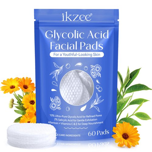 Glycolic Acid Pads,Glycolic Acid Peel Pads with 10% Ultra Pure Glycolic + 2% Salicylic Acid,Cleansing Pads for Face & Body with Vitamins B3, C & E, Green Tea, Calendula, Allantoin - 60 Pads