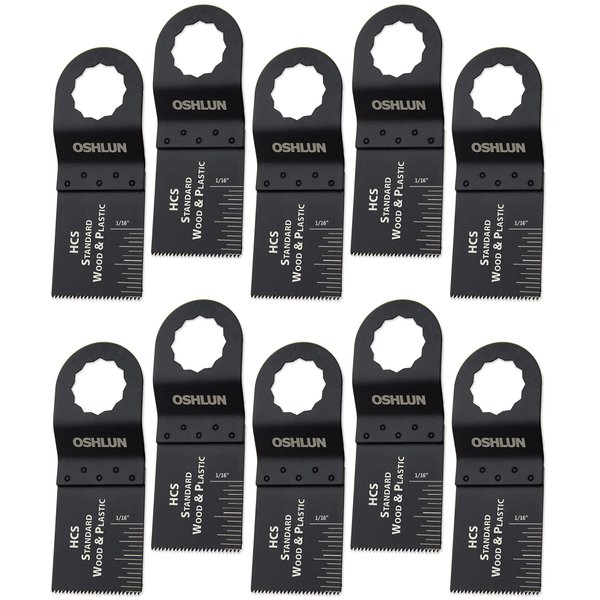 Oshlun MMS-0310 1-1/3-Inch Standard HCS Oscillating Tool Blade for FEIN SuperCut and Festool Vecturo, 10-Pack