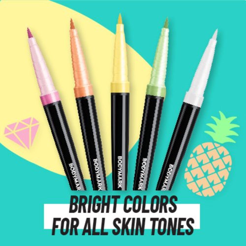 BIC BodyMark Body Art Markers, Pastel Pop, Flexible Brush Tip, 5-Count Pack of Assorted Colors, Skin-Safe, Cosmetic Quality