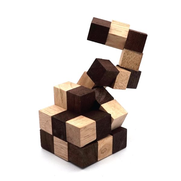 BSIRI Snake Puzzle Cube Classic Games (M Size) - 3D Mind Puzzles for Adults in Hand with Wooden Cube Designs of Magic Game for Educational Brain Games for Kids to Challenges Brain Teasers Puzzles Kids