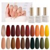 GAOY 23 Pcs Gel Nail Polish Kit, Fall Colors UV Gel Nail Polish Set with Glossy & Matte Top Coat and Base Coat for Nail Art Home DIY Gel Nail Kit