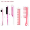 Edge Brush Teasing Brush Hair Comb Set with Wide Tooth Comb Rat Tail Comb and Hair Clips for Women Kids Baby Girls Smoothing Combing & Styling Hair (Pink)