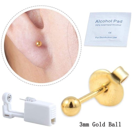 XUKEKOY 2 Pack Self Ear Piercing Gun Earring Disposable Piercing Kit No Pain Easy Use Ear Piercing Gun Kit Tool with Stud (Gold)
