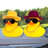 MuMyer Rubber Duck Car Ornaments Duck Car Dashboard Decorations Accessories with Mini Top Hat Necklace and Sunglasses(T6)