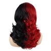 Meiyite Hair Wavy Shoulder Length 16inch Half Black Half Red Mix Half Hand Tied Realistic Synthetic Lace Front Wigs