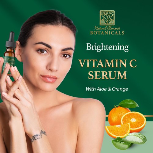 Natural Elements Botanicals Vitamin C Serum | Super C Serum, Face Serum for Dark Spots, Fine Lines, Wrinkles & Dark Circle Remover | Vitamin E, & Hyaluronic Acid | Boost Collagen