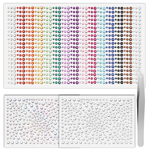 Face Gems Self Adhesive Face Rhinestones for Makeup Festival Face Jewels, Stick On Rhinestones Hair Gems, Rhinestones Stickers for Makeup, Face, Hair, Eye, Nail, Crafts Halloween Decorations