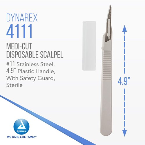 Dynarex 0P-PBFT-BFTO Disposable Scalpel, Sterile, Number 11, Pack of 10