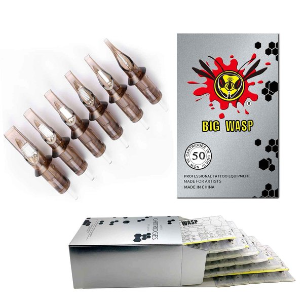 BIGWASP (3rd Gen) 50pcs Assorted Disposable Cartridge Tattoo Needles Curved Magnum Mixed 7RM 9RM 11RM 13RM 15RM (#12 Standard RM)