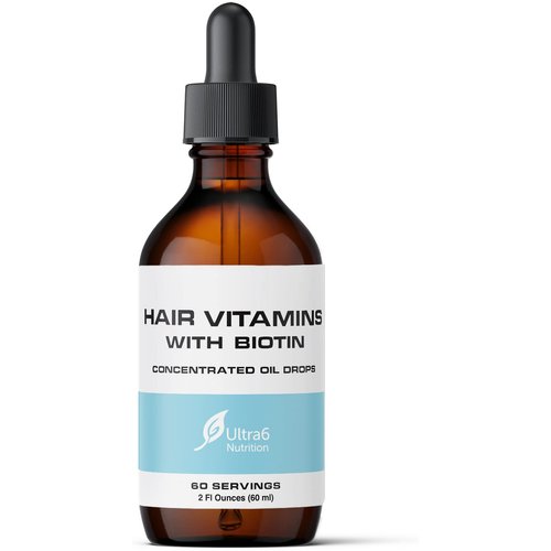 Liquid Biotin with Hair Vitamins, Vitamin C, Organic Coconut Oil, Vitamin E + Vitamin B6. For Hair Skin + Nails and Immunity Support. A Biotin Liquid + Hair Oil Supplement