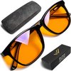 THL Blue Light Blocking Glasses for Better Sleep - 99.5% Blue Light Glasses for Women Men - Amber Orange Blue Blocker Glasses - Migraine Glasses - fl 41 Light Sensitivity Blue Light Blocker Glasses
