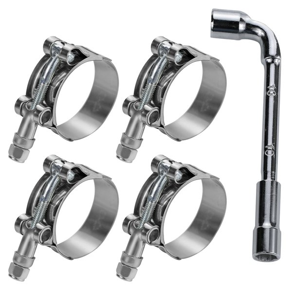 PEROMI 4 Pack 1.25 Inch T Bolt Hose Clamps Working Range 40-46mm for 1.25 Inch Hose ID, Stainless Steel Turbo Intake Intercooler Clamps