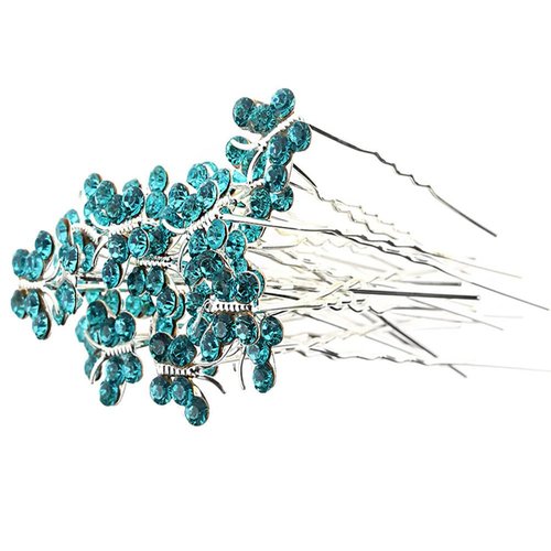 AKOAK 20 Pcs U-shaped Butterfly Rhinestone Hair Clip Crystal Hair Accessories Rhinestone Wedding Hair Clip for Bridal Wedding Party Girls (Light Green)