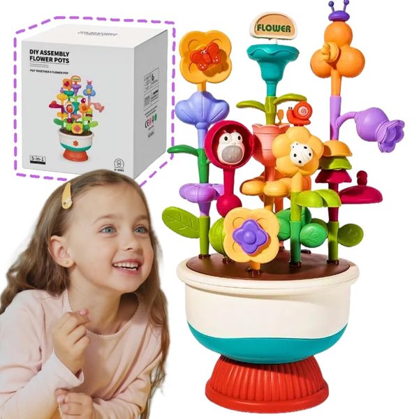 TMATCHQJOY Flower Garden Building Toy Set 41PCS, Flower Building Play Toy for Kids,DIY Gardening Stack Toys, Rainbow Toys Kit，Educational Toys Preschool Games Montessori Toys for Toddlers 3+