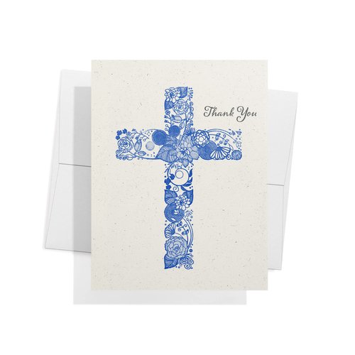 Twigs Paper - Assorted Christian Cross Thank you Note Cards - Stationery Cards with Envelopes - Greeting Cards for Condolence, Bereavement and All Occasions - Made in USA (5.5 x 4.25,Set of 12)