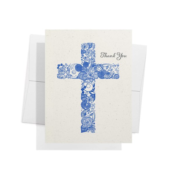 Twigs Paper - Assorted Christian Cross Thank you Note Cards - Stationery Cards with Envelopes - Greeting Cards for Condolence, Bereavement and All Occasions - Made in USA (5.5 x 4.25,Set of 12)